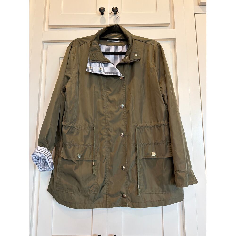 Twinklady Olive stripe contrast raincoat XL